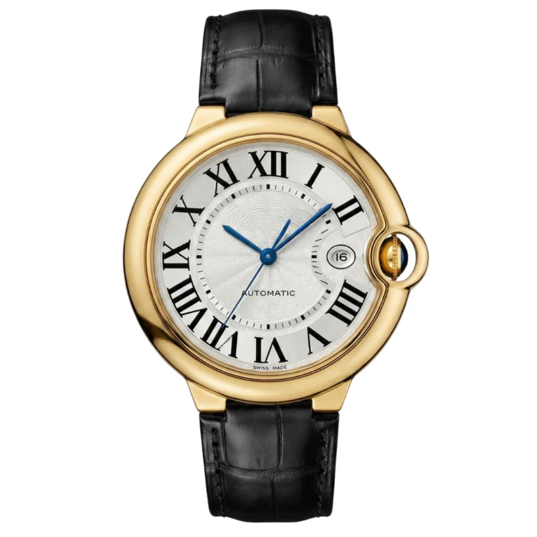 City Round Classic – Gold Edition | Black Leather Strap